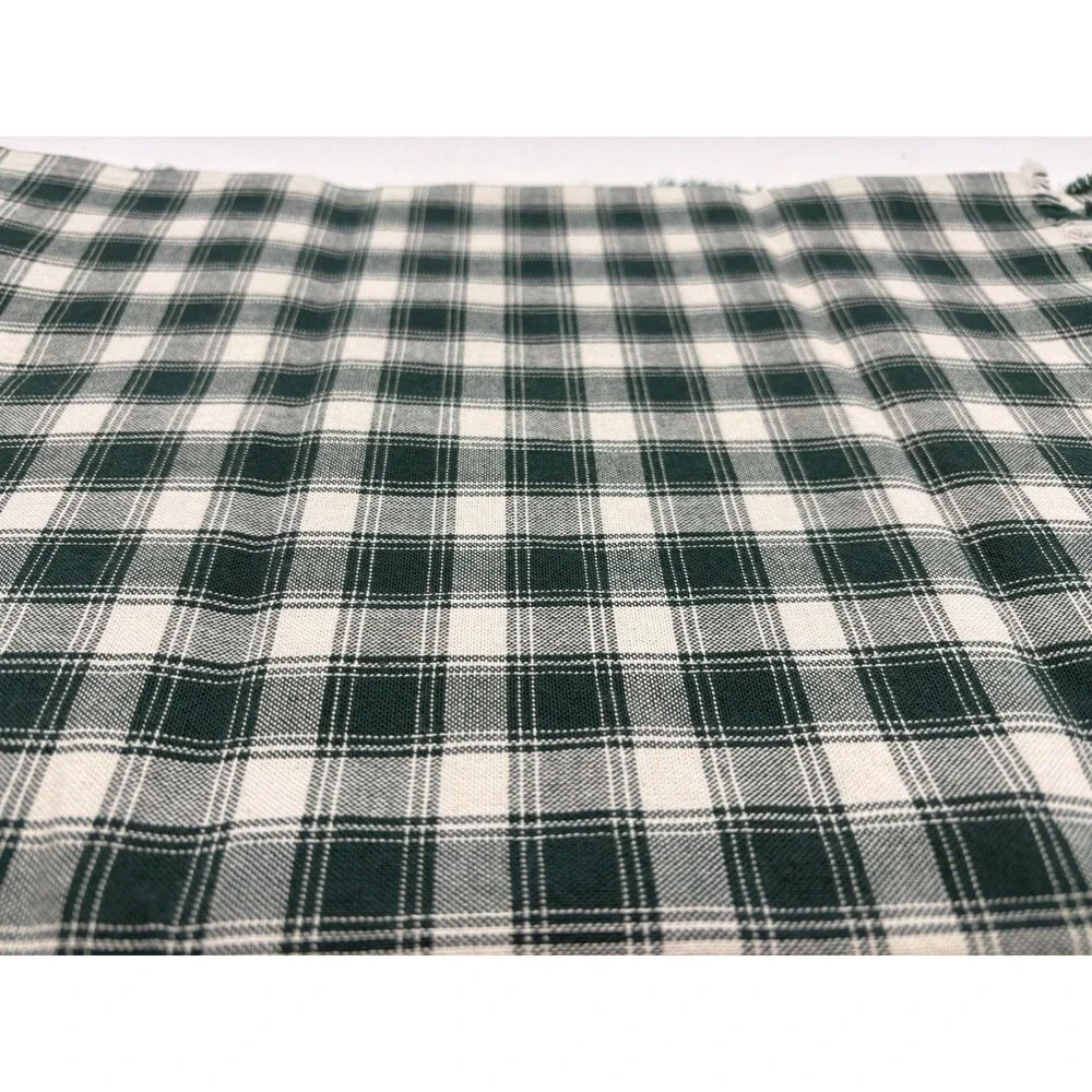 Green Ivory Plaid Woven Fabric 1 Yard Christmas Holiday Sewing Material